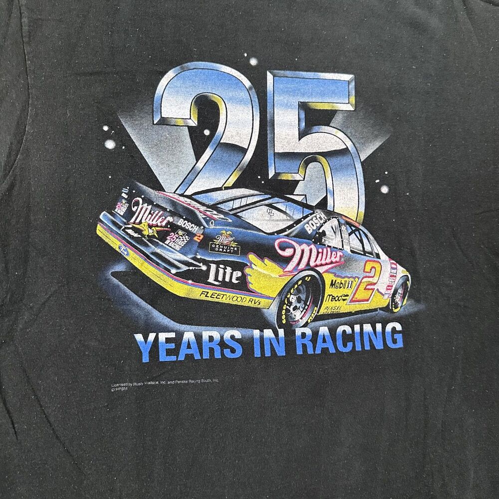 Vintage 90s Competitors View Miller Light 25 Years Racing Mens Black XL T-Shirt - Picture 3 of 7